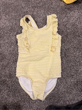Cat & Jack Yellow gingham Ruffled One-Piece Swimsuit